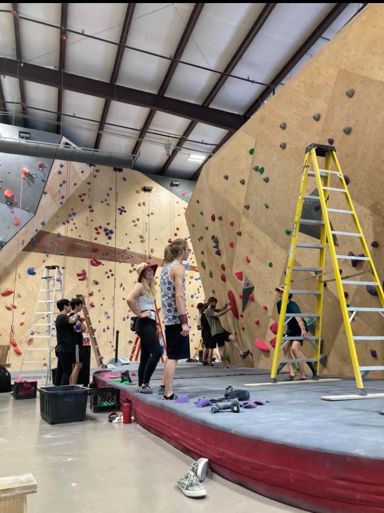 Indoor rock climbing routesetting