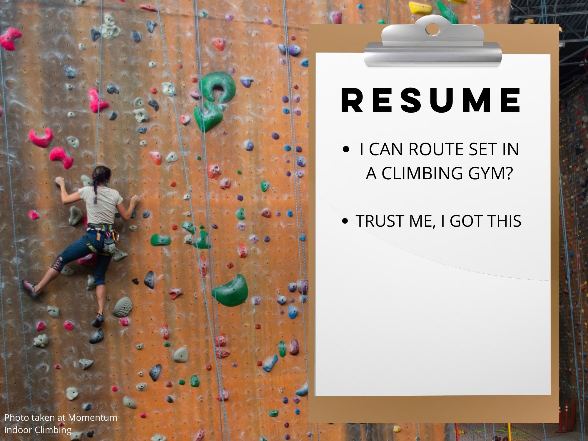 resume with rock climber