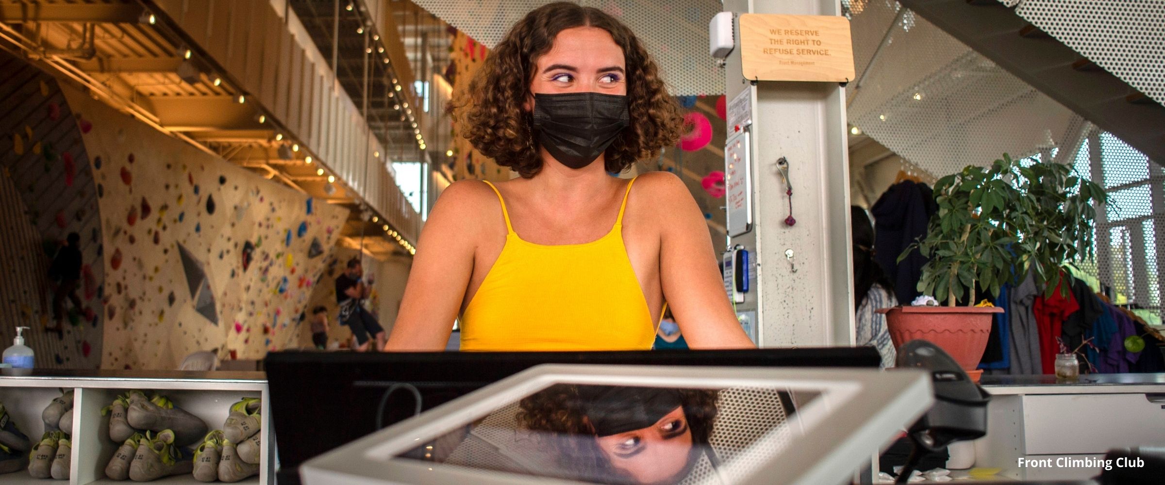 Front desk at indoor climbing gym