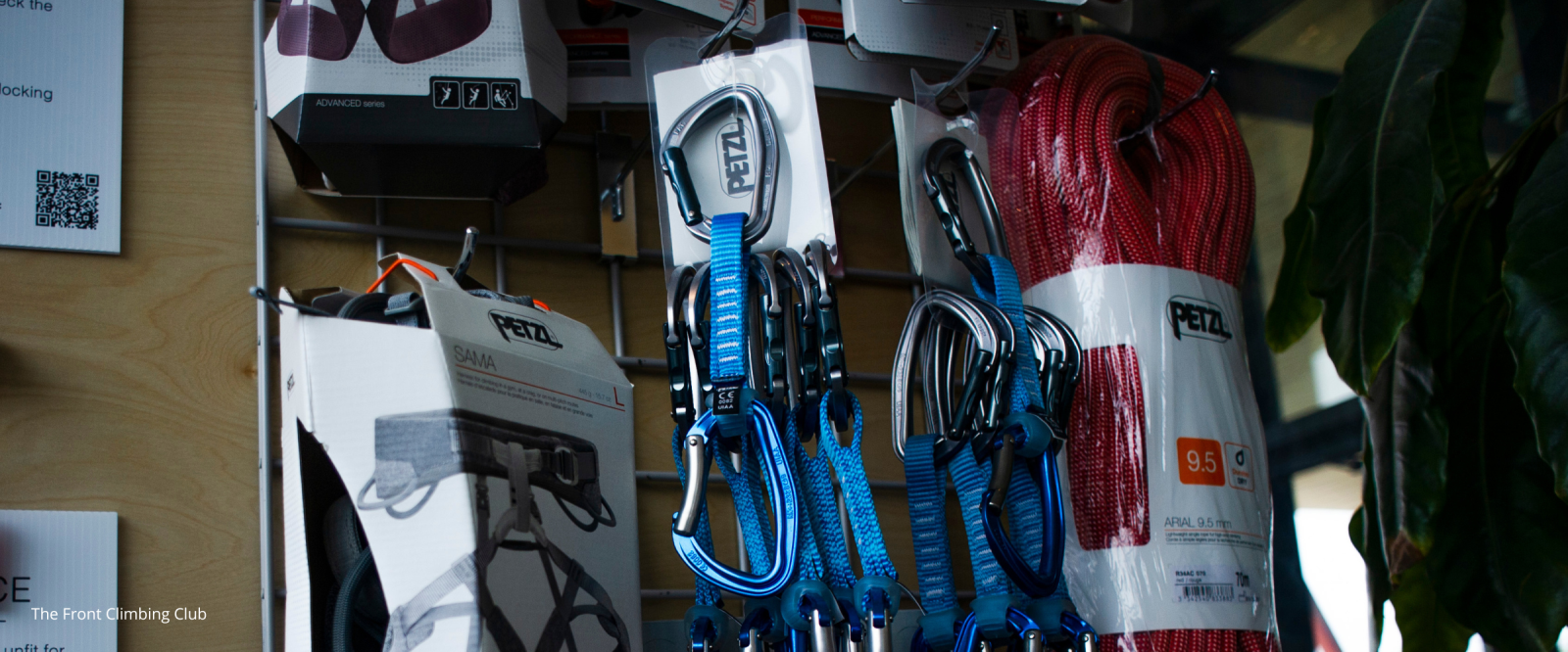 Indoor climbing gym gear in retail area