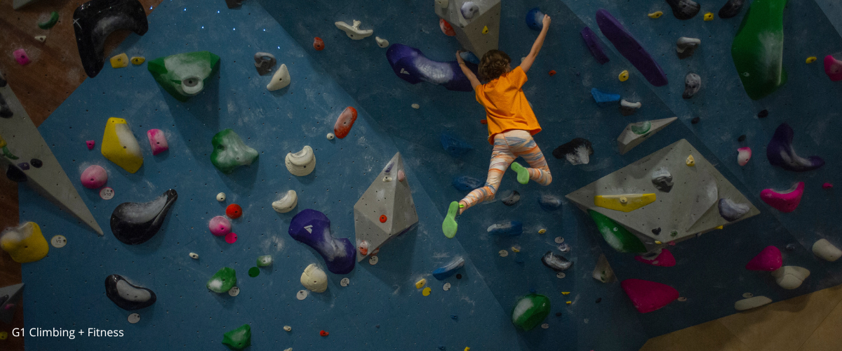 climbing in indoor climbing gym