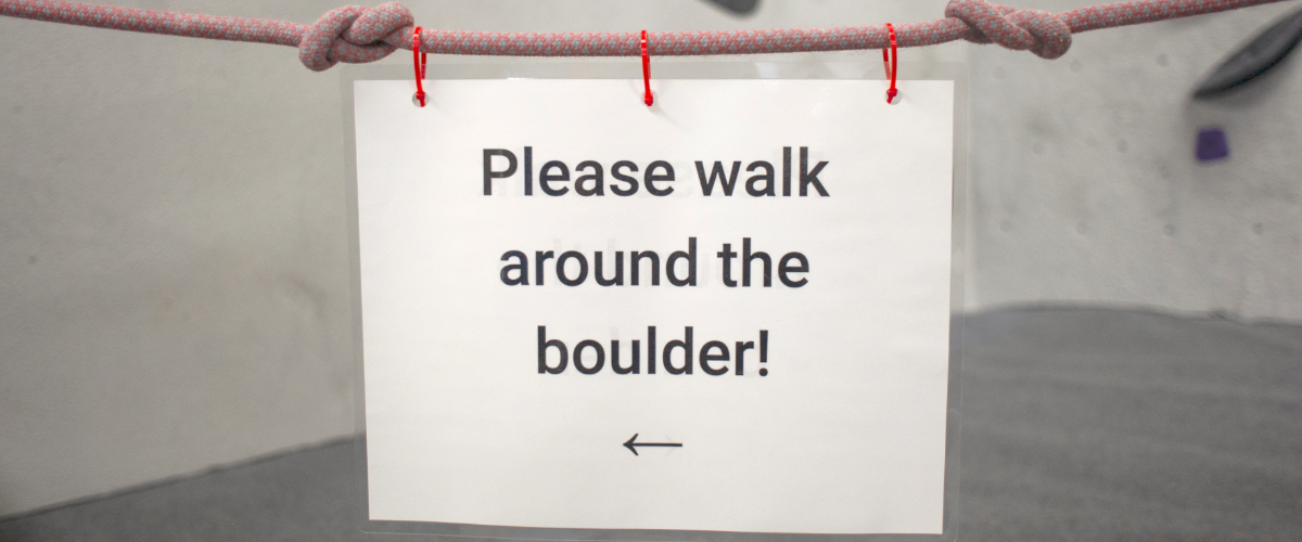 Sign in indoor climbing gym