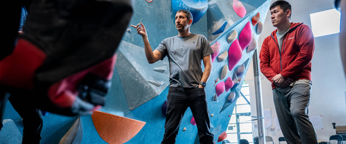 Person in indoor climbing gym