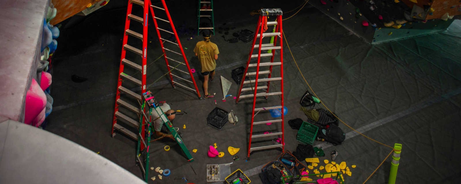 Routesetting in an indoor climbing gym