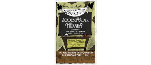 Back to School Goth Night with Academy Order, Miikana, DJ Ordo Amoris and DJ Max Novacula