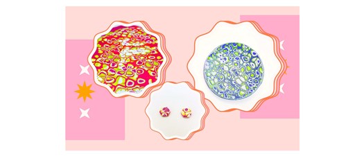 Easy Mokume-Gane Polymer Clay Trinket Bowl and Stud Earrings