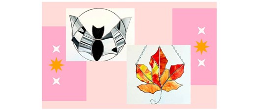 Stained Glass Large Maple Leaf or Halloween Bat Class