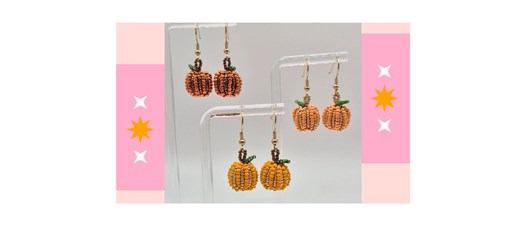 Beaded Pumpkin Earrings with Marie's Beading