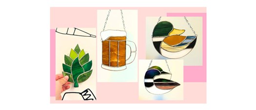 Hoptoberfest! Stained Glass Beer Hop, Pint of Ale, Loon, or Mallard Duck