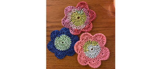 Crochet Night (make flower coasters)