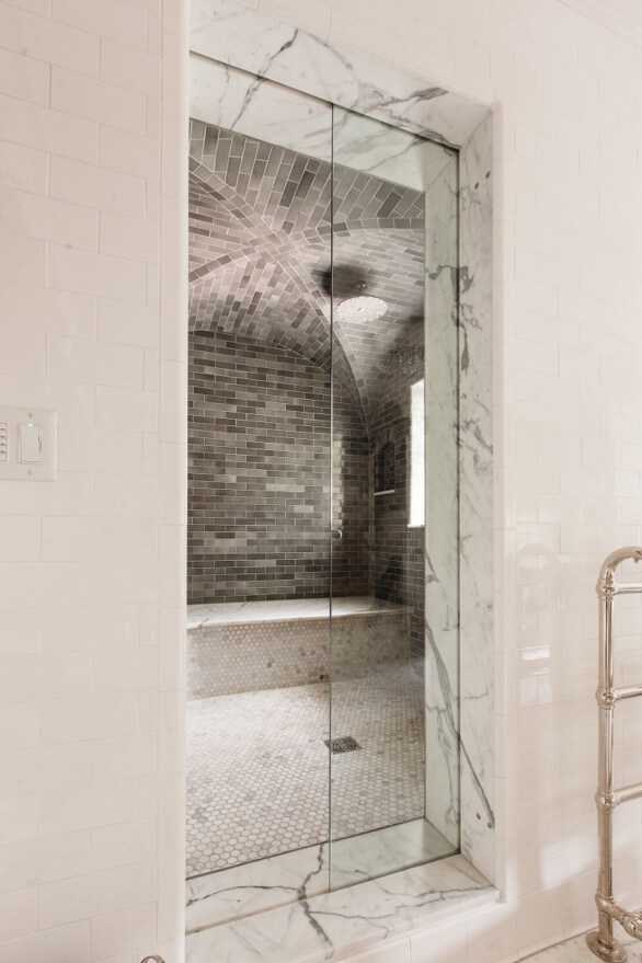A glass door in a bathroomAI-generated content may be incorrect.
