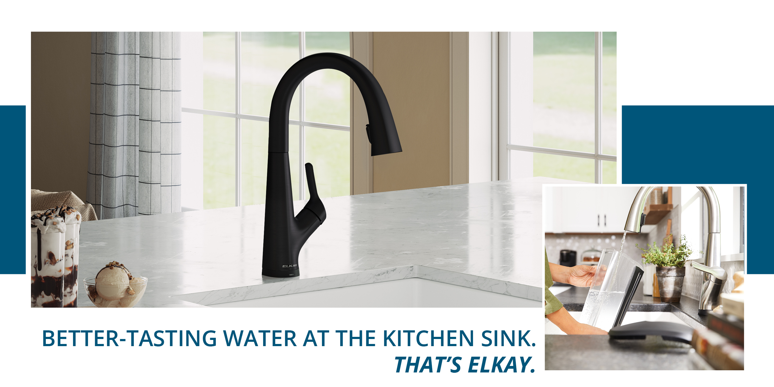 Sleek black and silver kitchen faucets