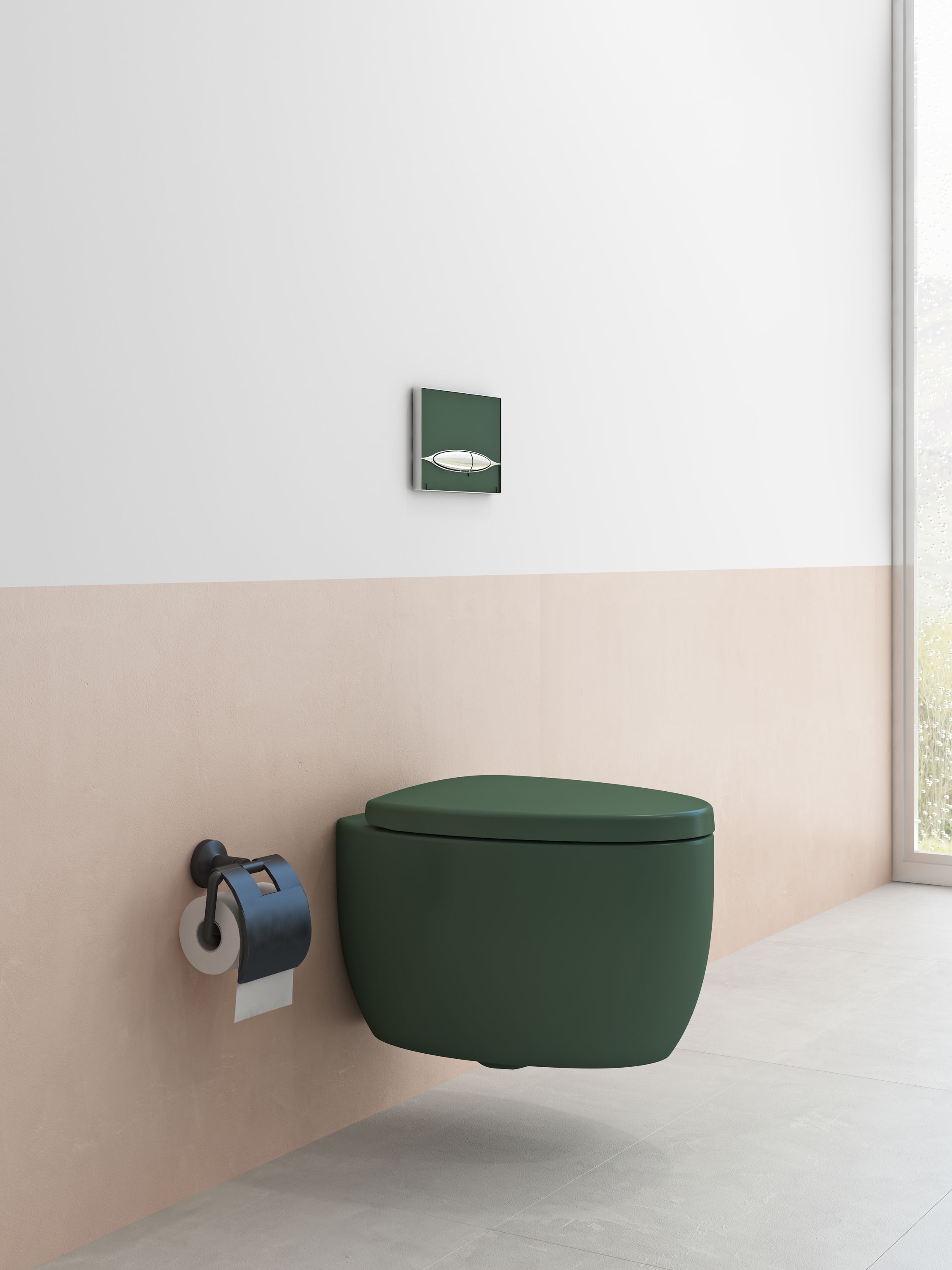 Toilet mounted to wall