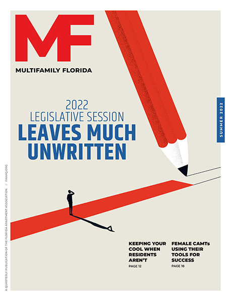 Multifamily Florida magazine cover showing abstract pencil design
