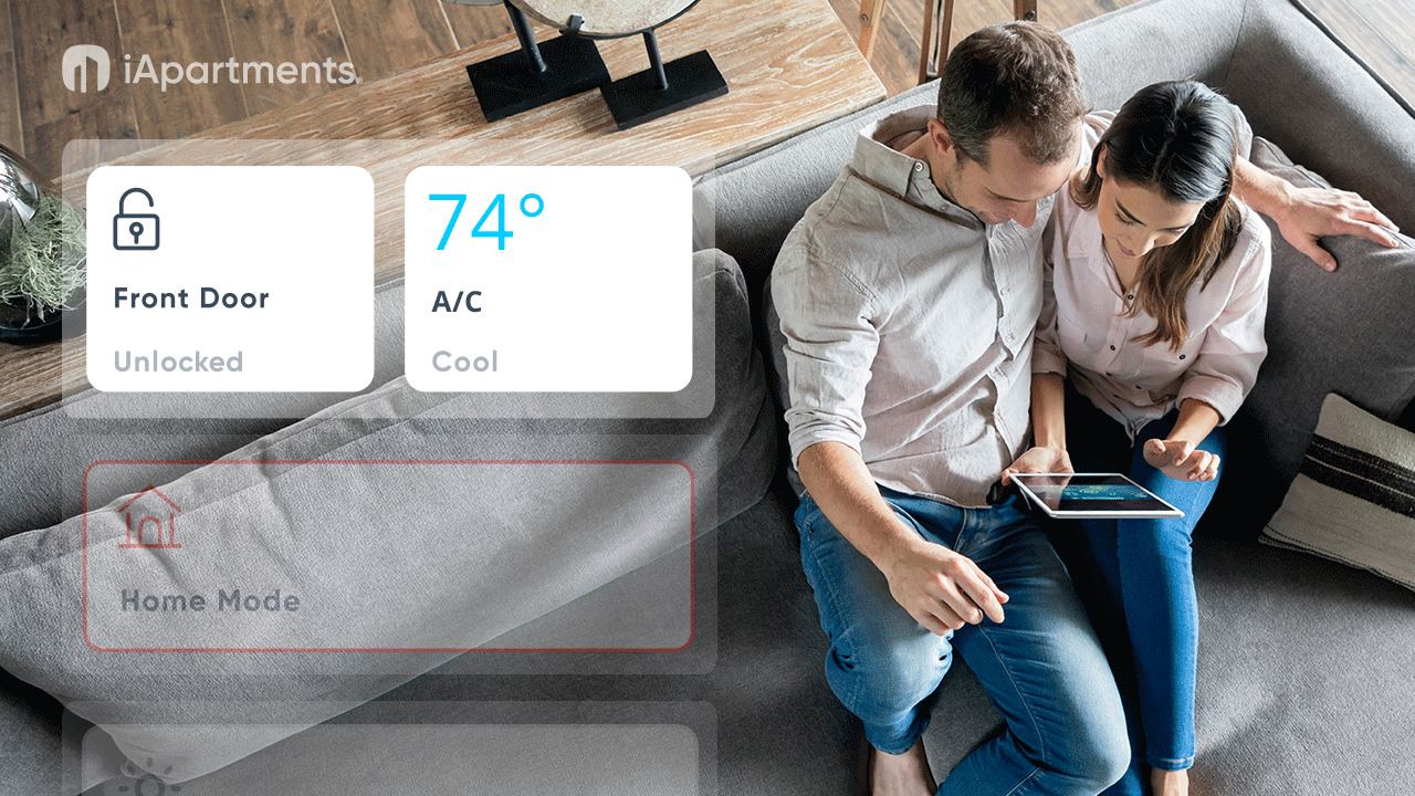 iApartments Smart Home App controls Smart Locks, Smart Hub Thermostat, and Smart Lighting