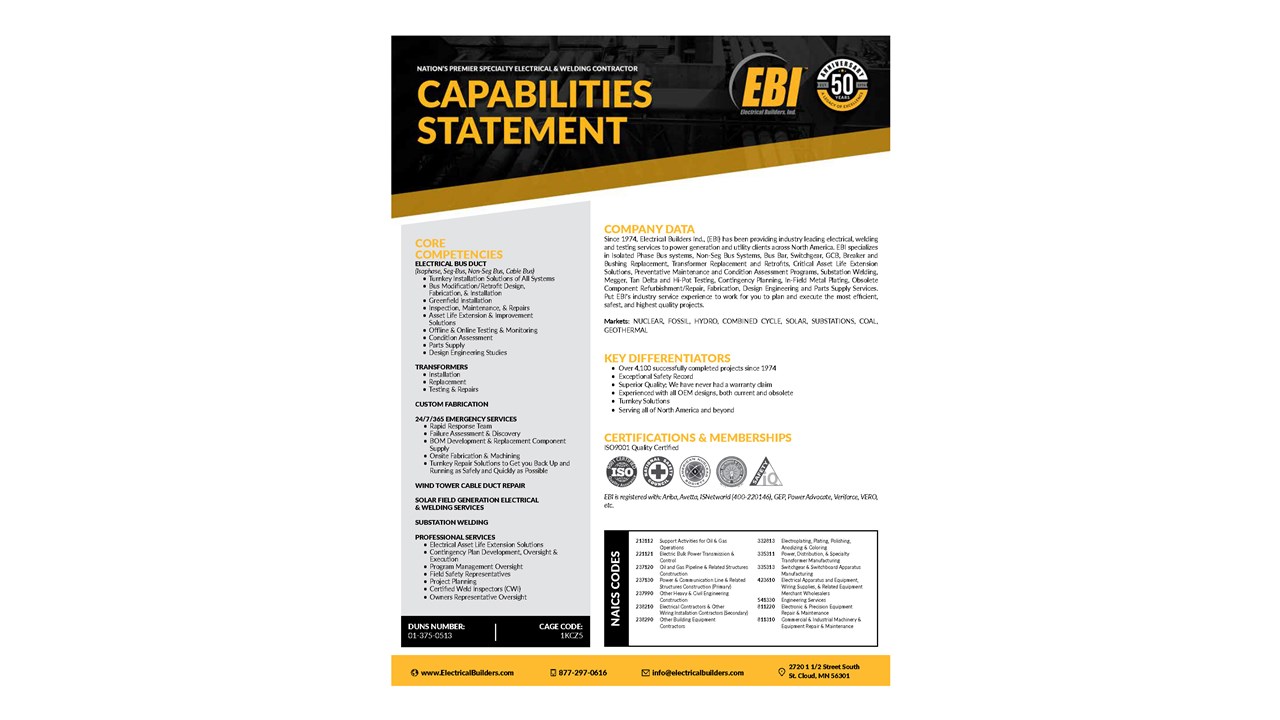 EBI Capabilities Statement