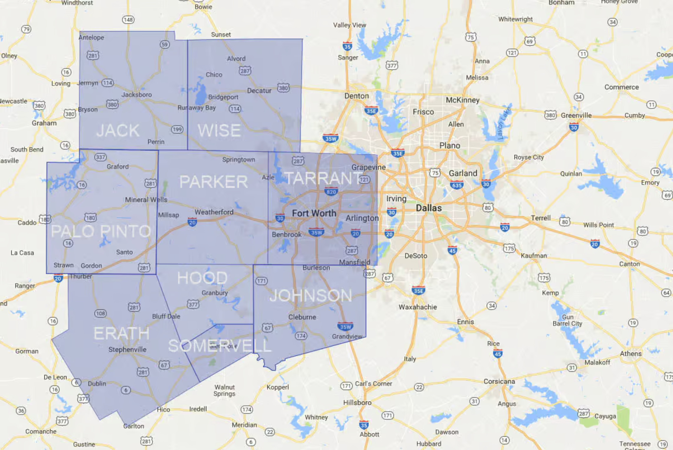 FWAA Service Area Map