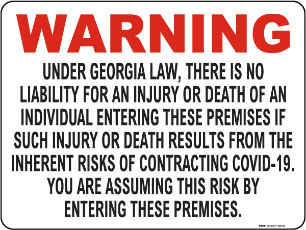 Warning Georgia Covid-19 Law - Save 10% Instantly