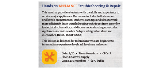 Hands on Appliance Troubleshooting & Repair