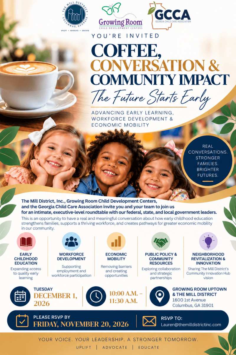 Coffee, Conversation and Community Impact event flyer