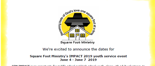 Square Foot Ministry's IMPACT 2019