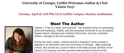 UGA Welomes Author & Chef Valerie Frey