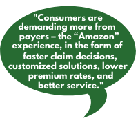 Consumers are demanding more from payers – the “Amazon” experience, in the form of faster claim decisions, customized solutions, lower premium rates, and better service.