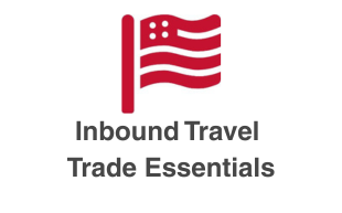 Red us flag icon with Inbound Travel Trade Essentials text