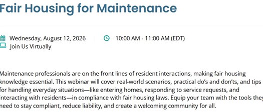 FREE Virtual Fair Housing for Maintenance