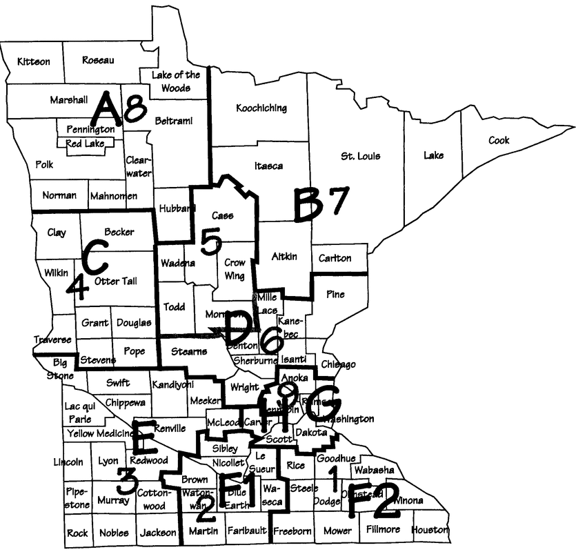 A map showing MASE's 9 areas