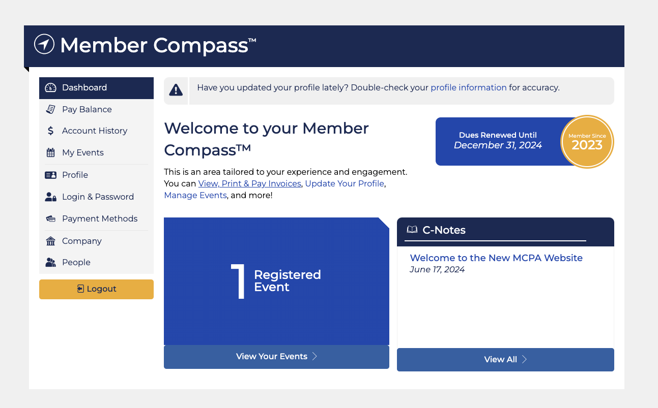 Member Compass Dashboard