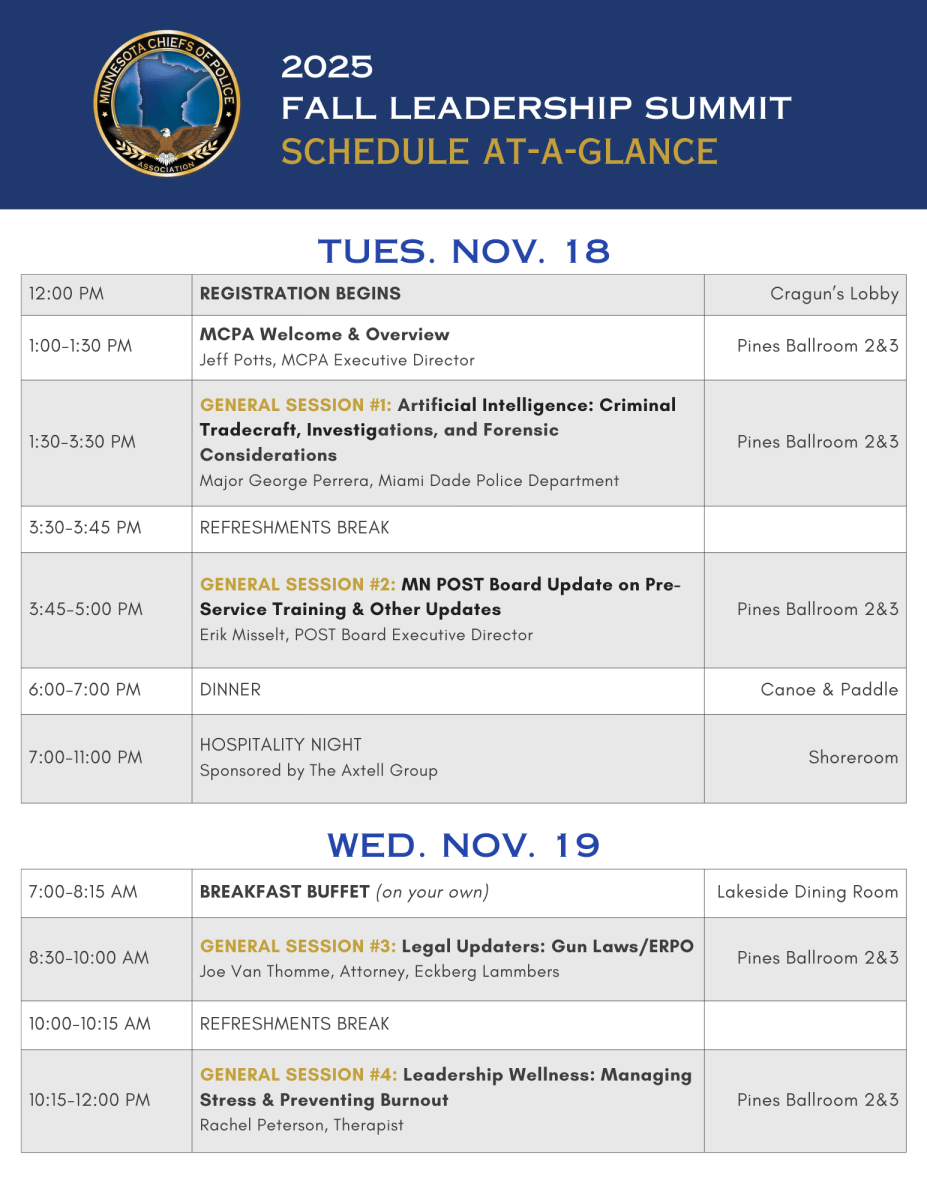 Leadership Summit Schedule pg. 1