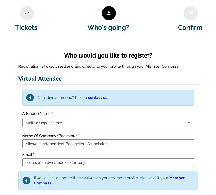 Attendee page