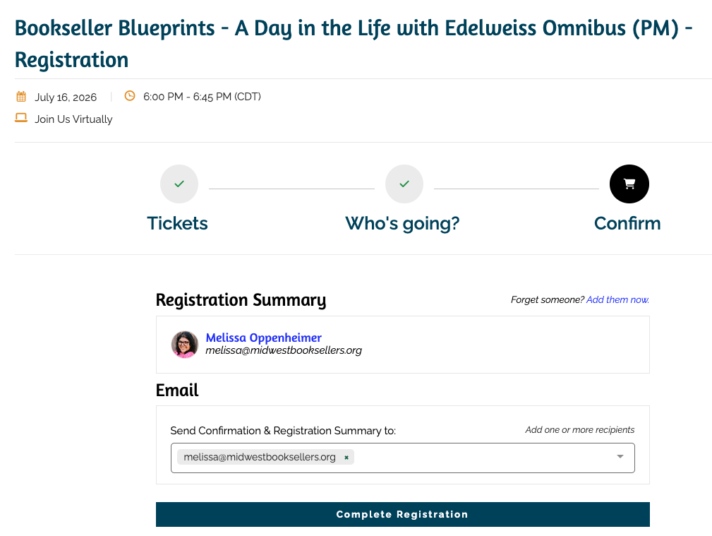 Confirmation page image