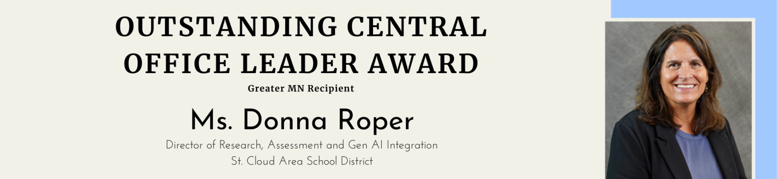 Central Office Admin Award Donna Roper Banner