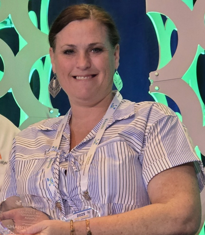 Sharon Webster of University at Albany, recipient of the NACCU Campus Card Champion Award, recognized for leadership in mobile ID and credential integration