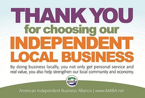 Thank You for Choosing Our Independent Local Business