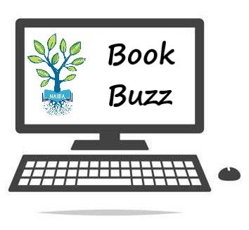 computer with a screen containing the NAIBA tree logo oand words Book Buzz