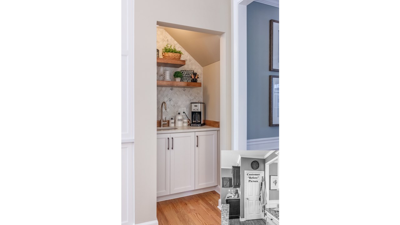 Pantry converted into convenient coffee alcove