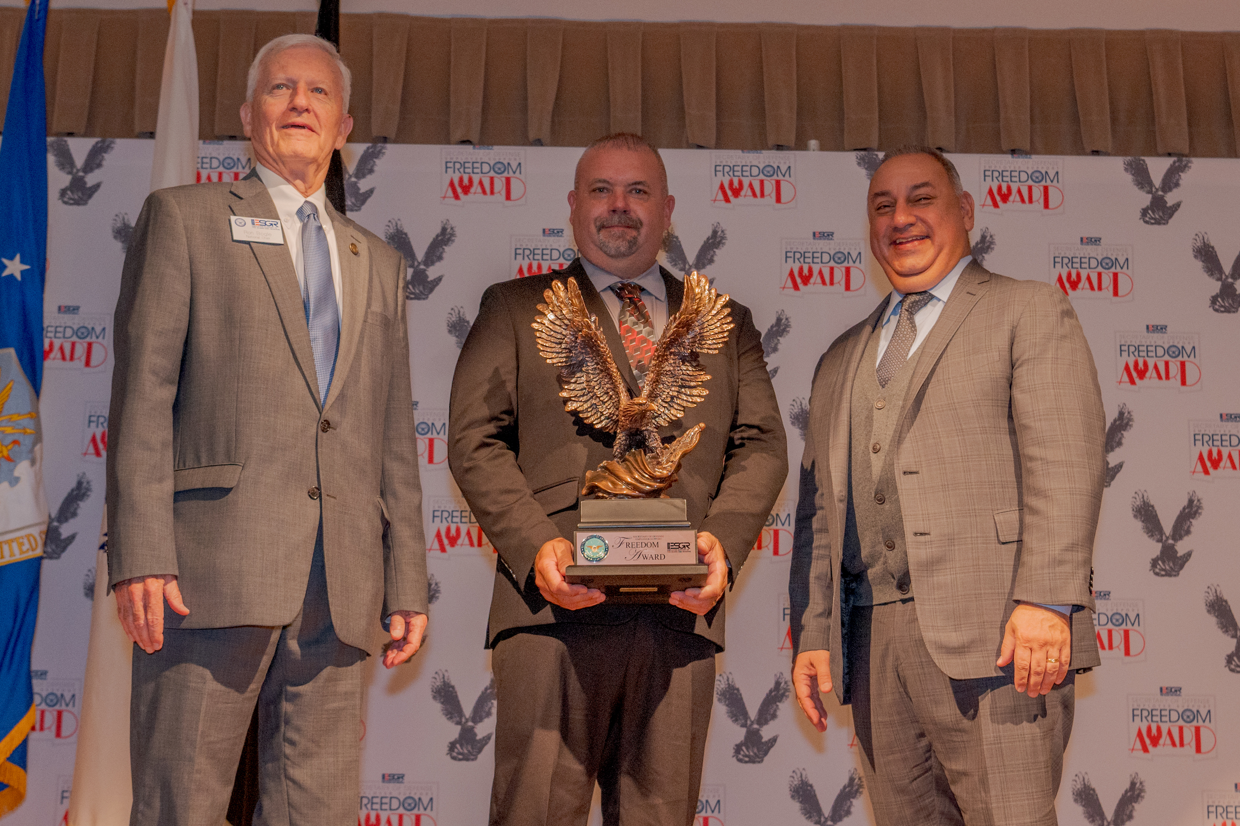 Ron Bogle, ESGR National Chair; Jason Stoner, CAM Superline General Manager; and, the Honorable Gilbert Cisneros Jr., Under Secretary of Defense for Personnel and Readiness.