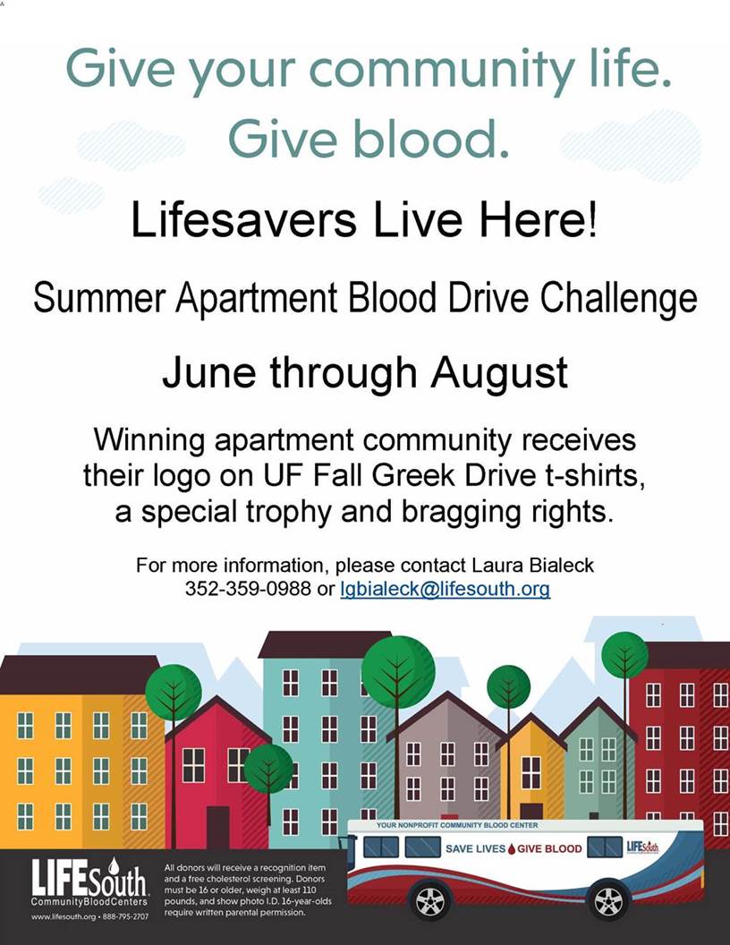 2018 Summer Apartment Blood Drive Challenge!