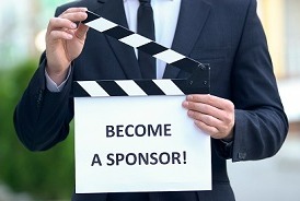 Hands holding a sign that says Become a Sponsor