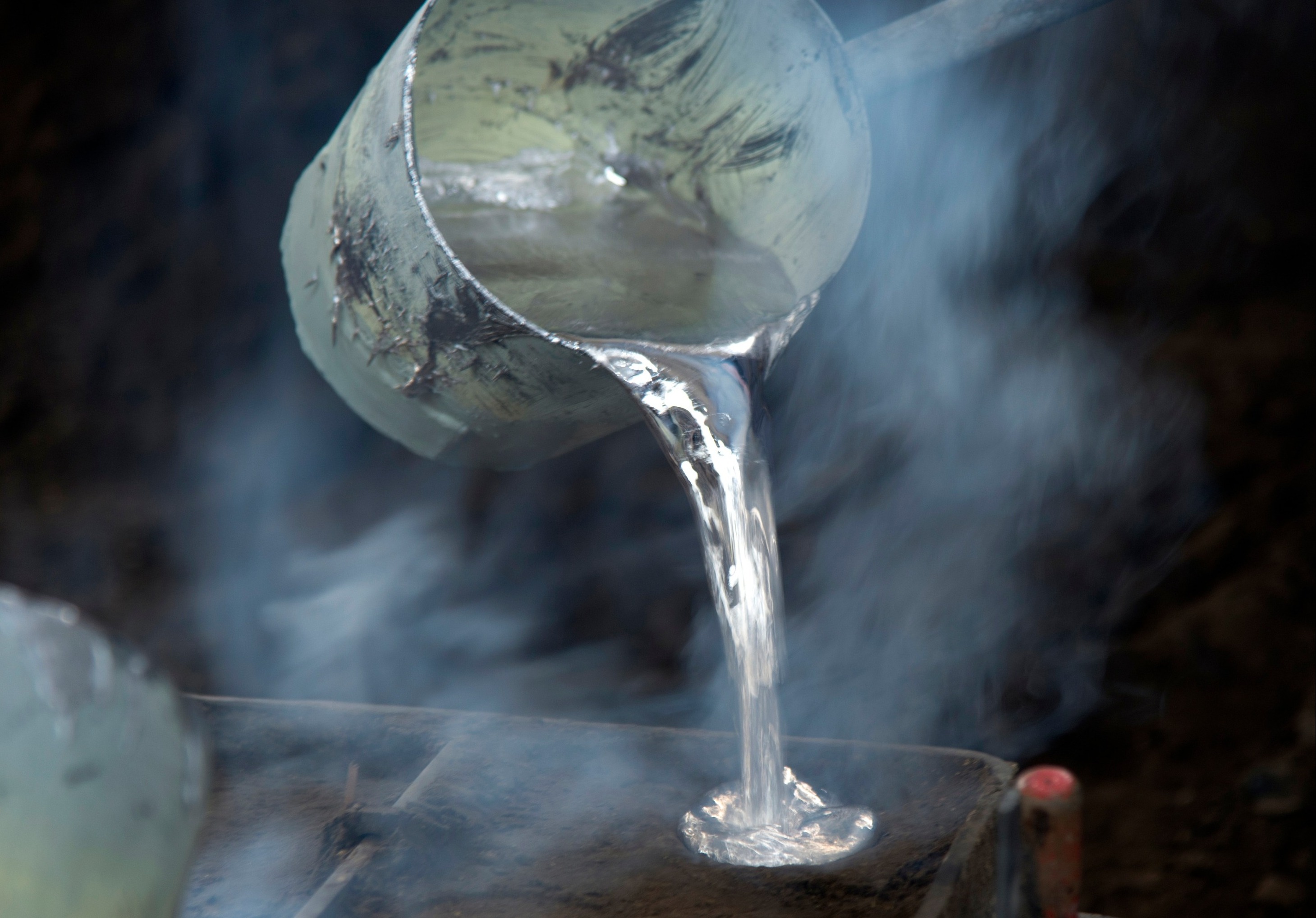 molten aluminum being poured