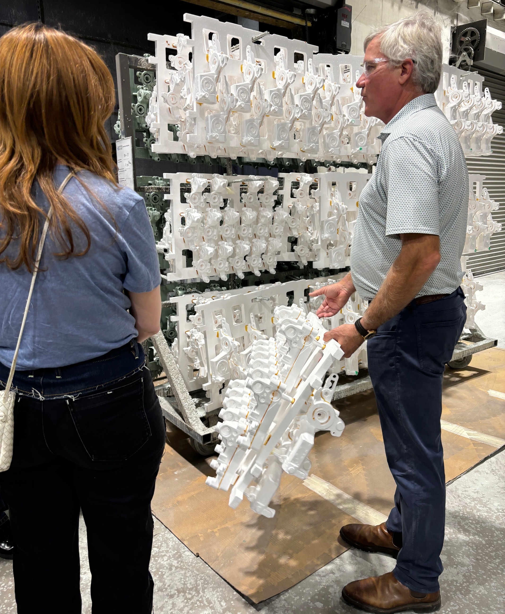 Sid Tankersley of American Foam Cast showing styrofoam patterns