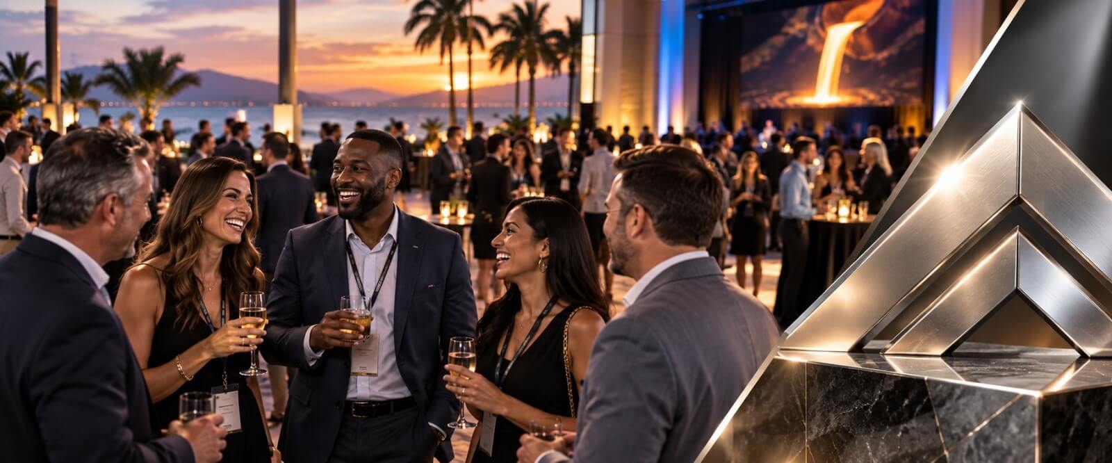 Senior industry leaders networking at an event