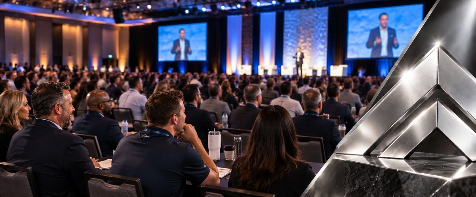 Industry professionals talking and networking together