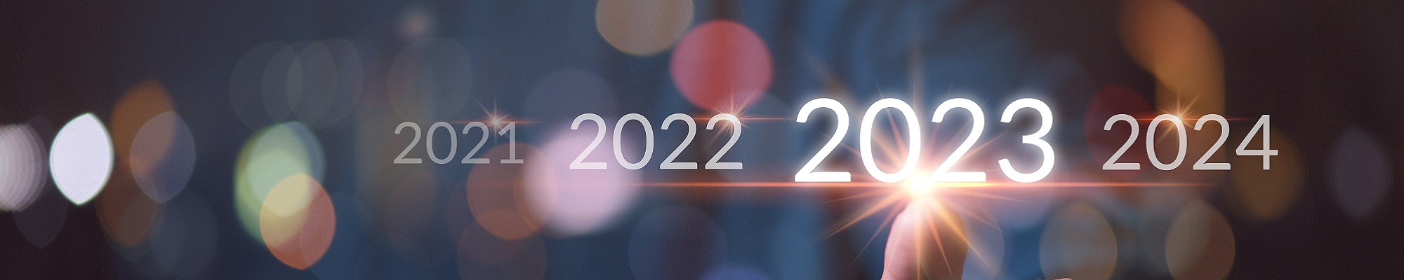 finger touching 2023 on virtual screen