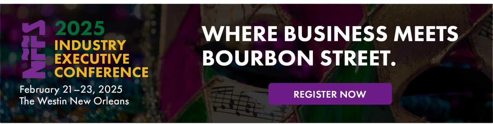 Banner with IEC logo and dates reading "Where Business Meets Bourbon Street""