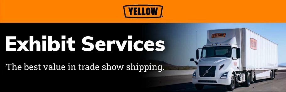 banner with Yellow logo, image of truck, and title reading Exhibit Services