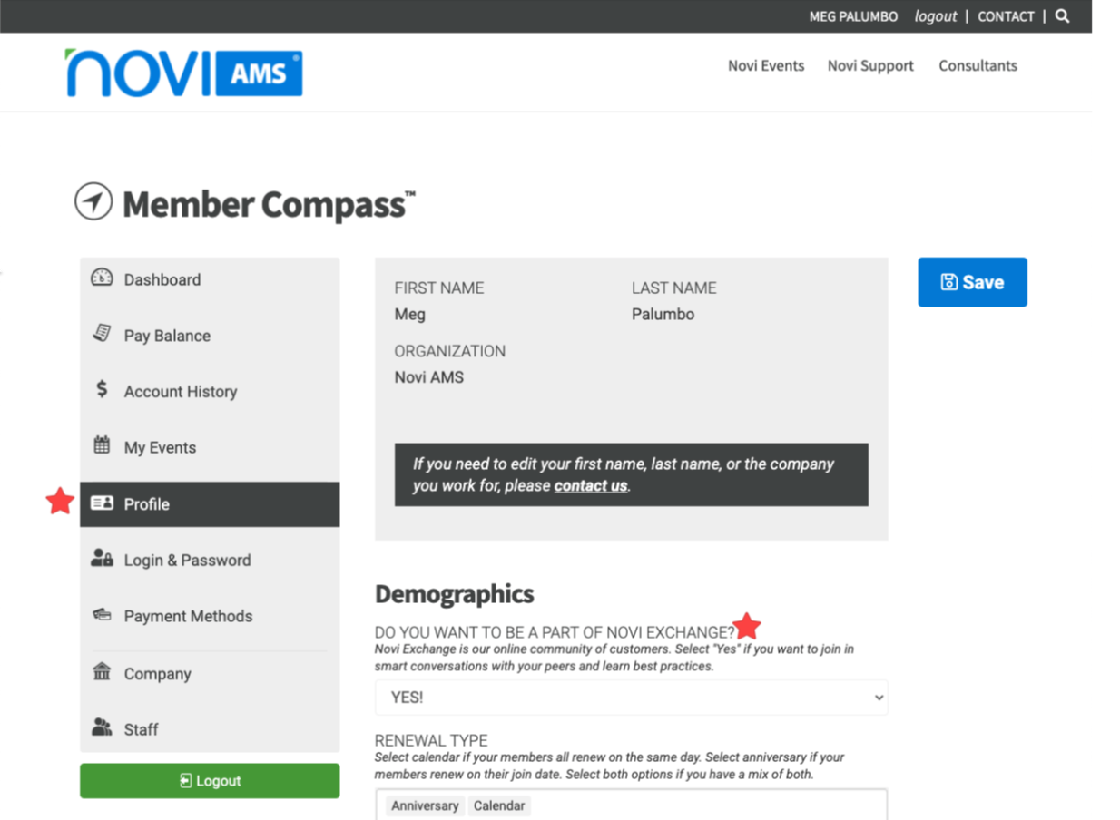 Opt in via member compass